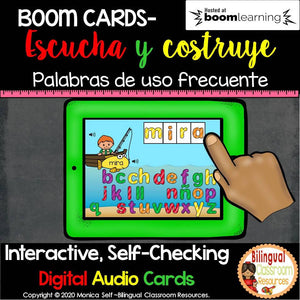 BOOM Cards Construye palabras de uso frecuente- Distance Learning