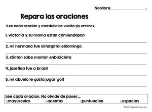 Repara las oraciones 2 (Fix sentence errors in Spanish)