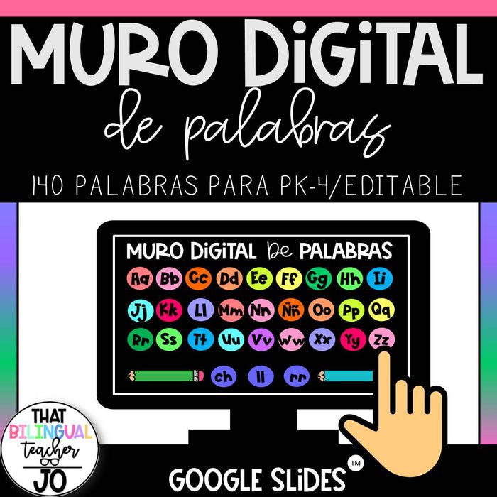 Muro Digital de Palabras Frecuentes ! 140 palabras para Pk-4 - Editable!