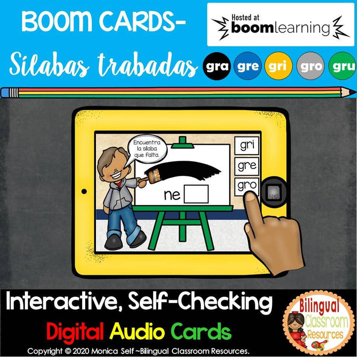 BOOM Cards Sílabas trabadas Gr (gra, gre, gri, gro, gru)- Distance Learning