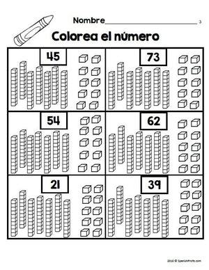 Place Value in Spanish 1st Grade/ Valor posicional primer grado