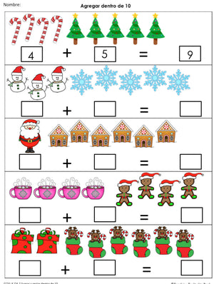 Actividades de Navidad SÓLO-Matemáticas K-3 Programa Dual Español