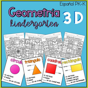 Figuras geometricas 2D y 3D en español para Kindergarten