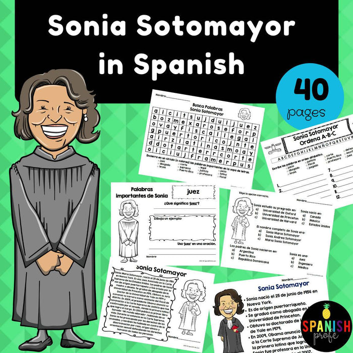 Sonia Sotomayor in Spanish (Actividades Sonia Sotomayor)