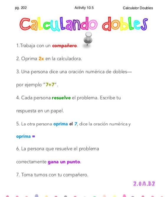 Calculating Doubles in Spanish : Calculando dobles