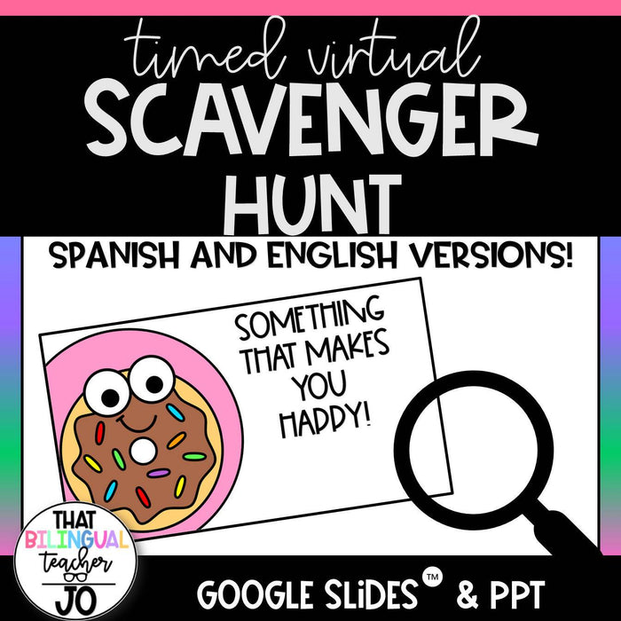 Virtual Scavenger Hunt ! Community Building! Spanish and English! Editable!