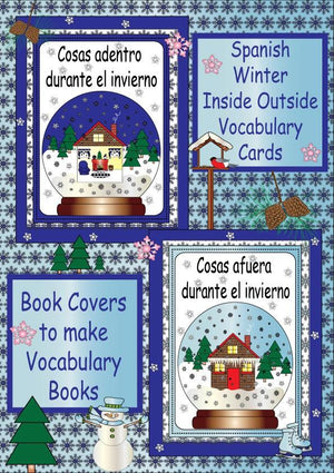Spanish Winter Inside Outside Vocabulary Cards