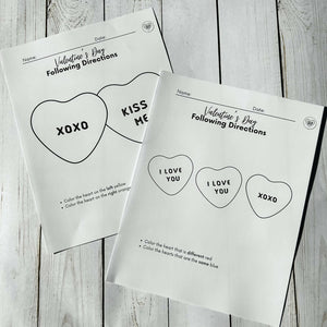 Valentine's Day Following Directions Worksheets for Speech Therapy