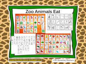 Zoo Animals Eat Cards and activity sheets