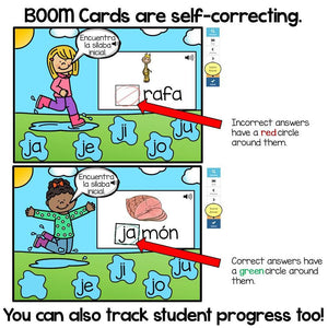 BOOM Cards Sílabas con la letra J -ja, je, ji, jo, ju (Distance Learning)