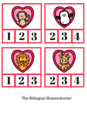 Los Animales - The Animals Valentine's Day Bilingual English and Spanish Beginning Literacy