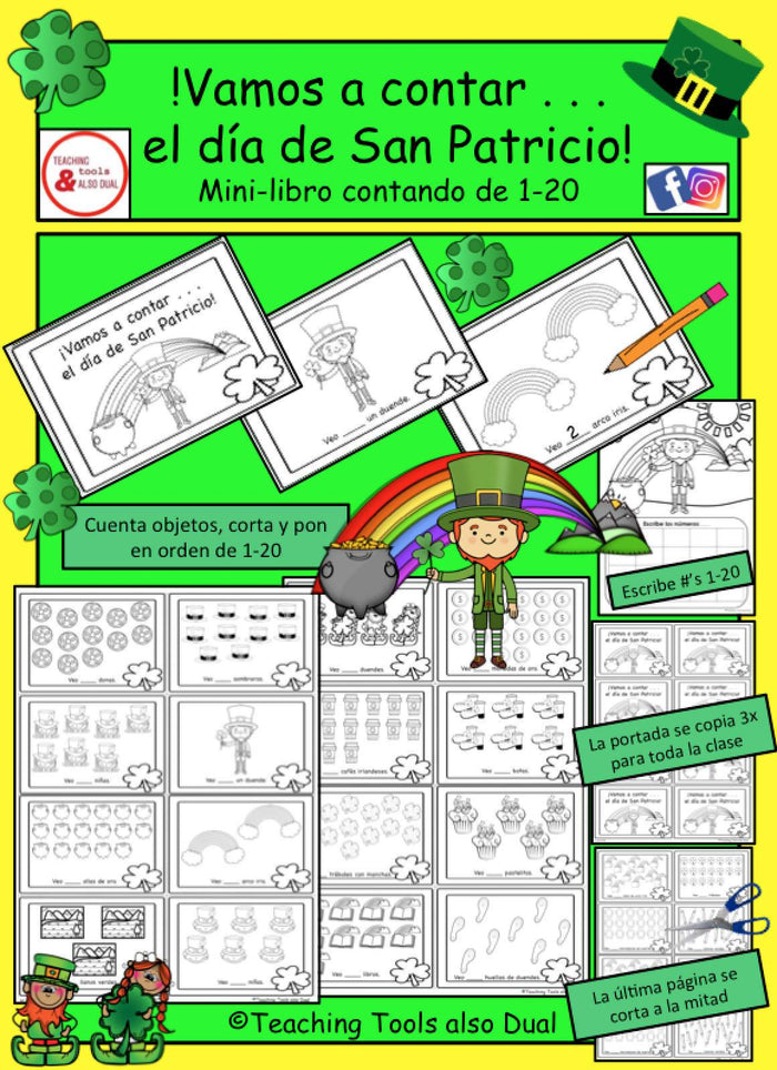 Vamos a contar el día de San Patricio #1-20 (Prek, Kinder, 1º)