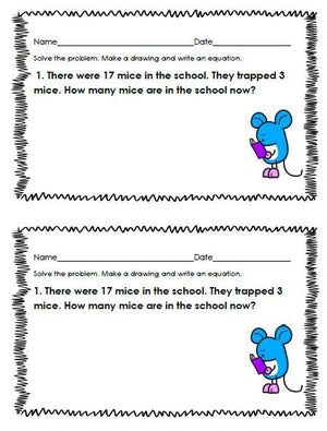 Bilingual Subtraction Story Problems for K and 1 (Spanish - English) Common Core