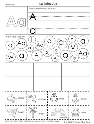 Actividades del Abecedario A-Z Sonidos Iniciales del Alfabeto A-Z