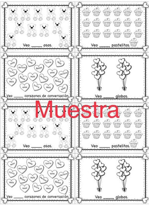 Contando el día de San Valentín # 1-20 Mini-folleto (Prek, Kinder, Primero)