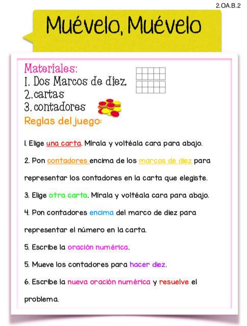 Spanish Ten Frame Math Center Game
