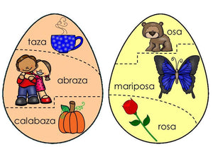 Easter Egg Rhyming Puzzles In Spanish