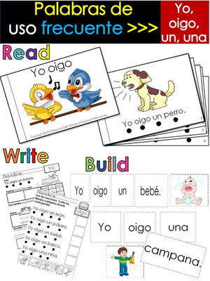 Spanish High Frequency Words "yo", "oigo", "un" and "una"