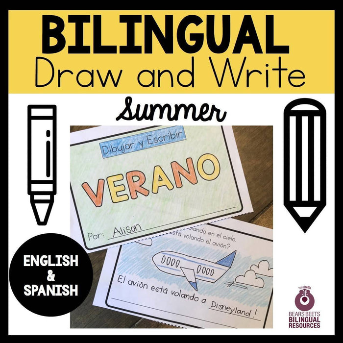 Bilingual Summer Draw & Write with Bonus Word Cards