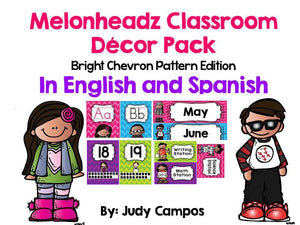 Melonheadz Classroom Decor in English and Spanish