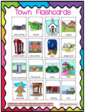 Town Flashcards for Elementary ESL