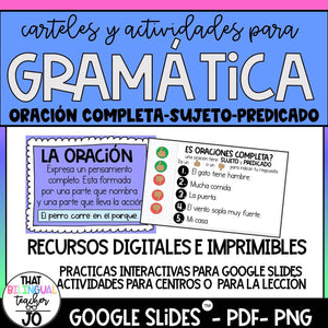 Gramatica Interactiva para Google Slides -Sujeto y Predicado