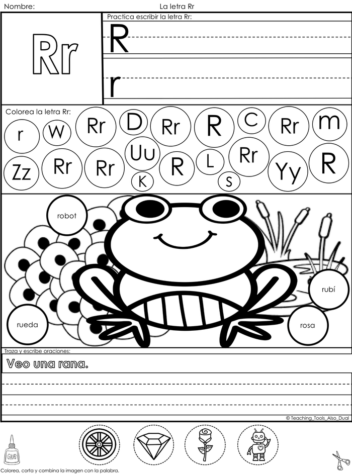 Abecedario actividades para cada letra A-Z - Muestra Gratis "La letra Rr" (K-1)