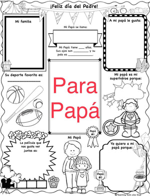 Feliz día del Padre - Happy Father's Day Activities Dual Spanish & English