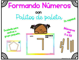 Formando números y figuras con palitos de paleta