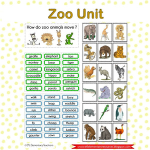 Zoo Animals Move for Elementary ELL