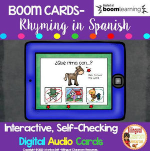 BOOM CARDS-Rhyming in Spanish (Distance Learning)