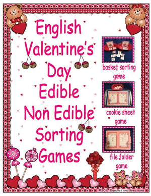English Valentine's Day Edible and Non Edible Sorting Games