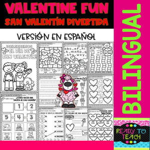 Valentine´s Day Fun - San Valentin Divertido - No-Prep Printables - Set 1 - Bilingual