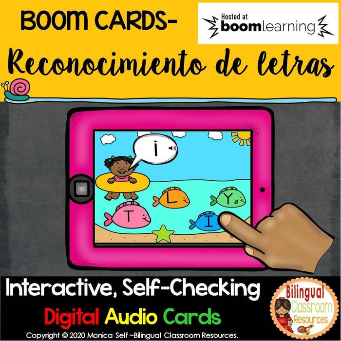 BOOM Cards Spanish Alphabet Match-Reconocimiento de letras -Distance learning