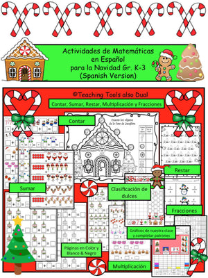 Actividades de Navidad SÓLO-Matemáticas K-3 Programa Dual Español