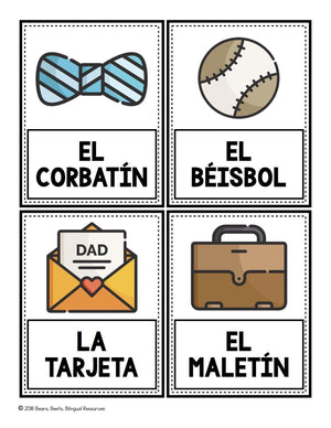 Bilingual Father's Day Word Cards