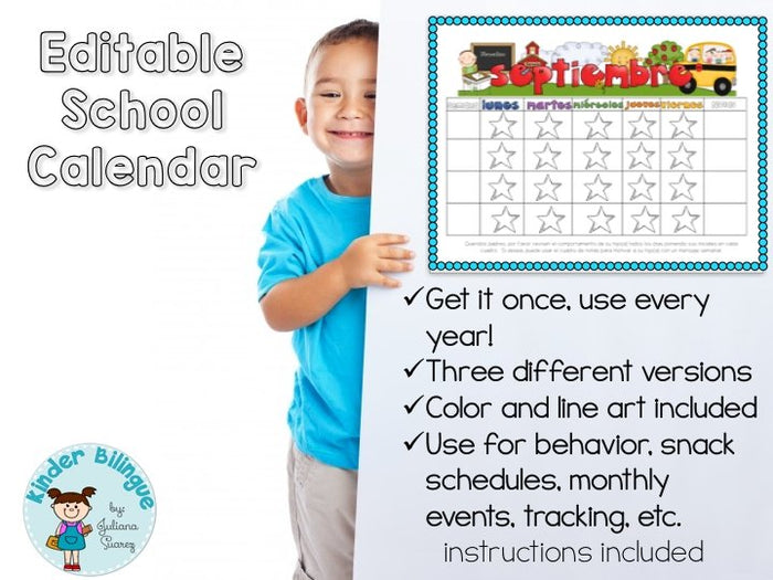 Editable Bilingual Calendar