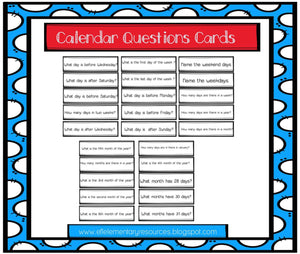 Calendar resources for Elementary English Learners