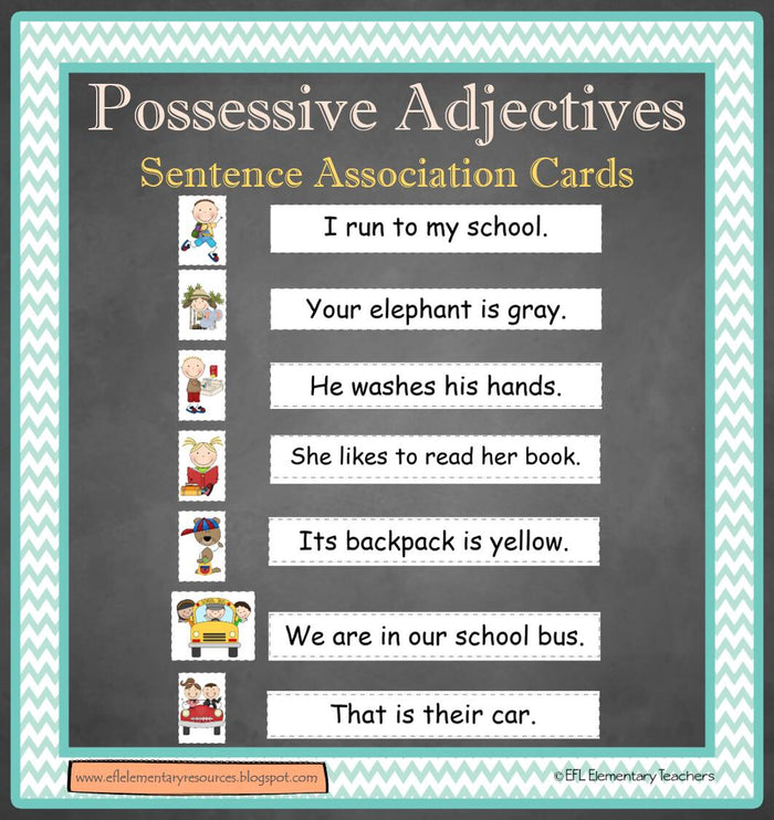 Possessive pronouns, nouns, adjectives, form, questions for Elementary ESL