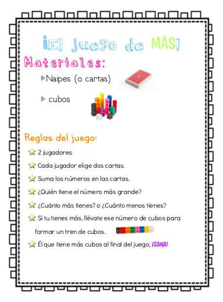 El juego de más Spanish Math Center Game
