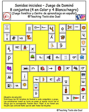 Juego de Dominó de Sonidos Iniciales A-Z Juego de Fonética