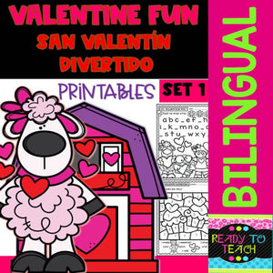 Valentine´s Day Fun - San Valentin Divertido - No-Prep Printables - Set 1 - Bilingual