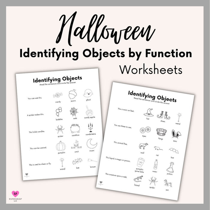 Halloween Identifying Objects by Function Worksheets for Speech Therapy