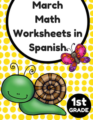 Hojas y centros de matemáticas para marzo -Primer Grado (Spanish Math)