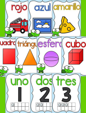 Baby turtle theme Posters for Spanish classrooms