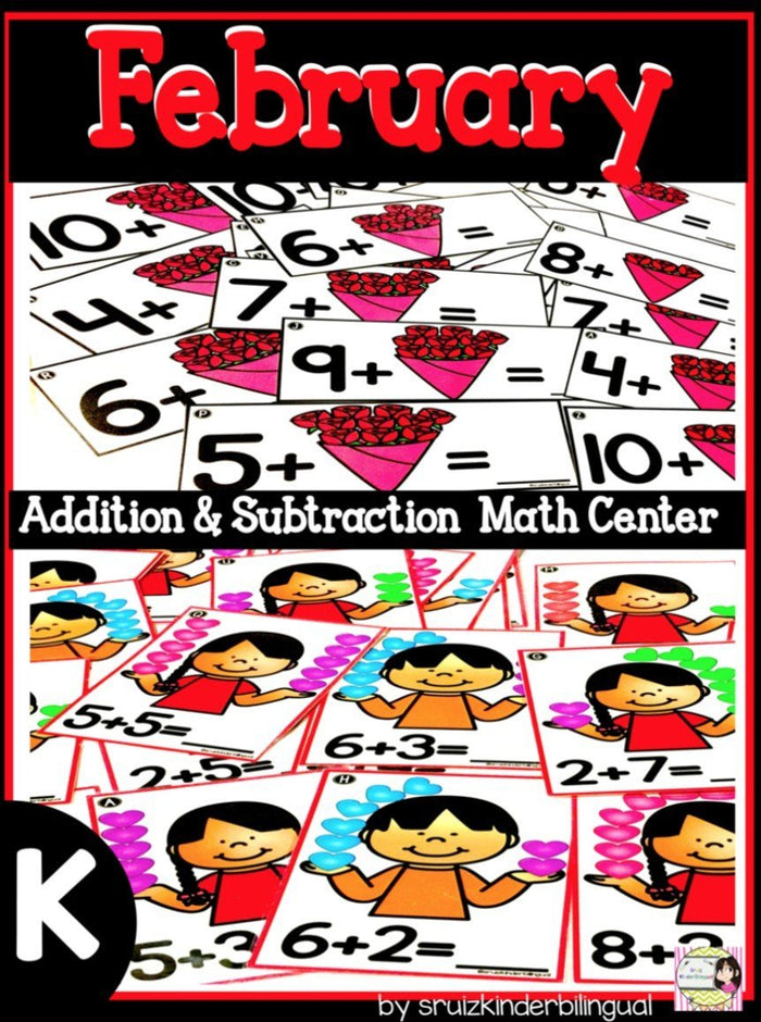 February Math Adding Worksheets February Addition & Subtraction Math Center – Bilingual Marketplace
