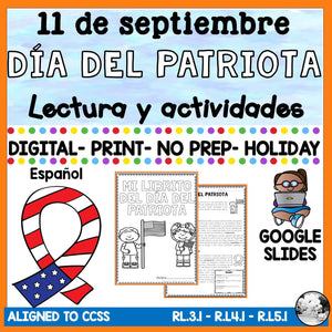 Patriot Day in Spanish- Día del Patriota - Lectura y actividades