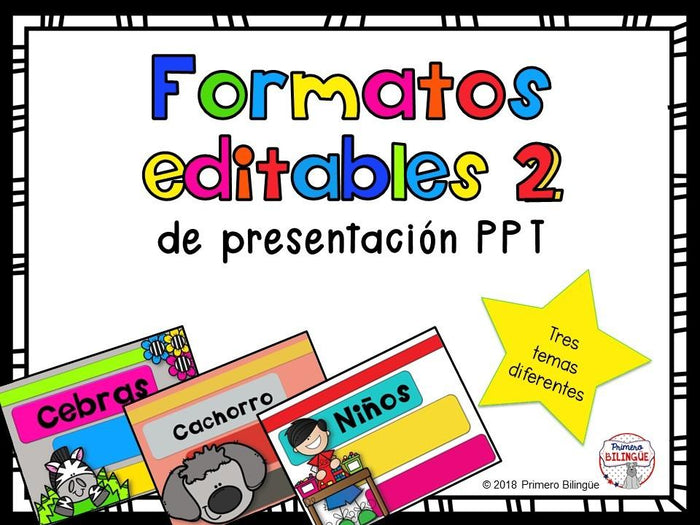 Formato de presentación PPT editable Cebras/Cachorros/Niños