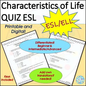 Characteristics of Life Quiz Biology