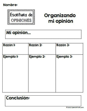 Opinion Writing in Spanish - Unit- (Escritura de opiniones en espanol)